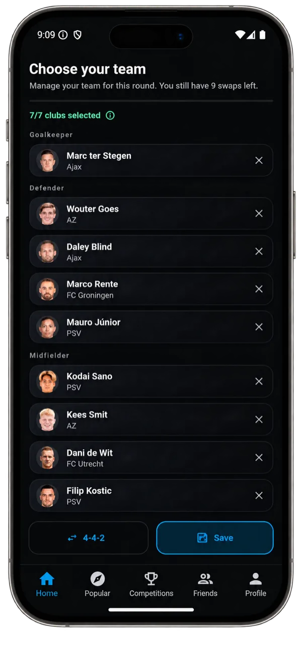 Fantasy team kiezen in Golero